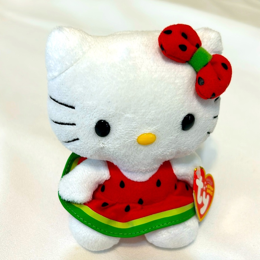 Hello Kitty Authentic TY Watermelon Beanie Baby. New With Tags